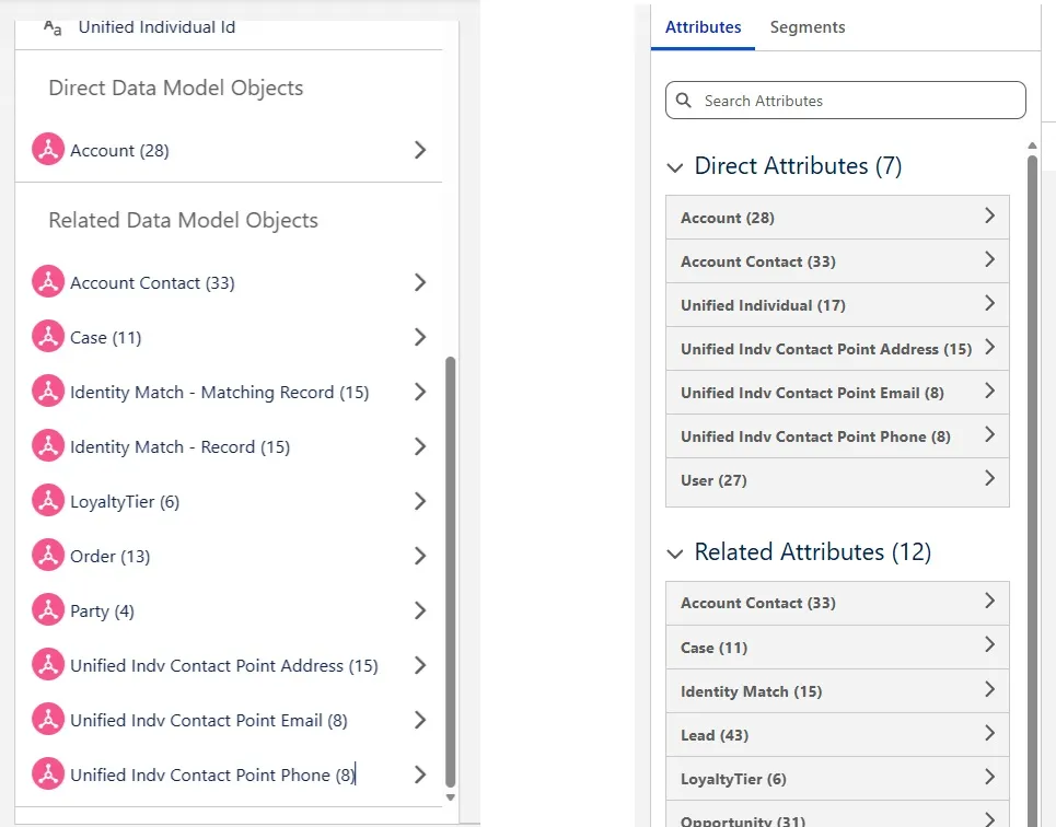 Old vs new attribute library in Data 360 segment canvas