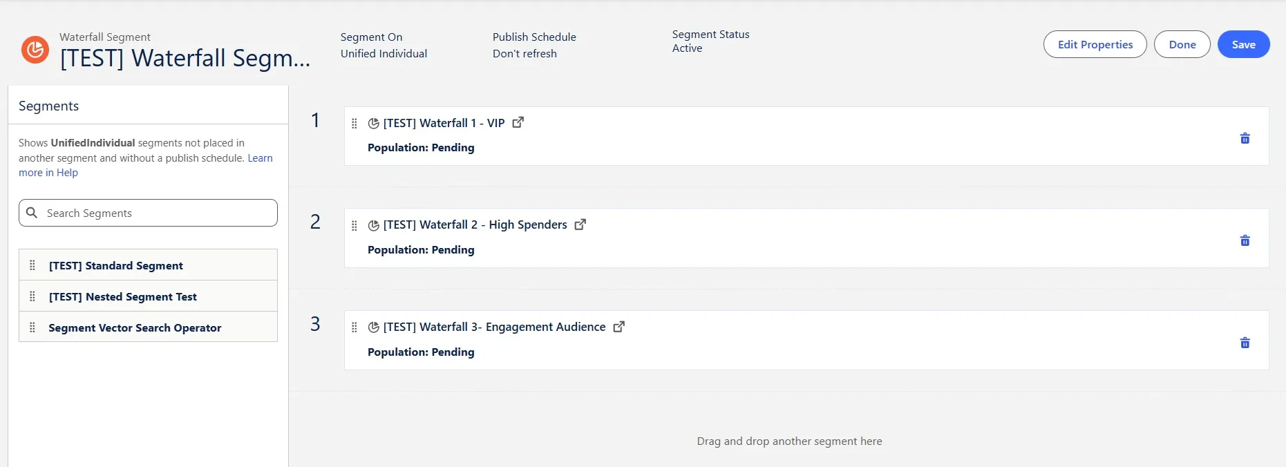 Waterfall Segment configuration in Data 360